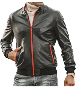 mens-red-zip-black-faux-leather-bomber-jacket