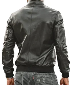 mens-red-zip-black-faux-leather-bomber-jacket