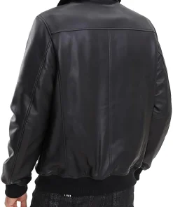 mens-removable-fur-collar-black-faux-leather-bomber-jacket