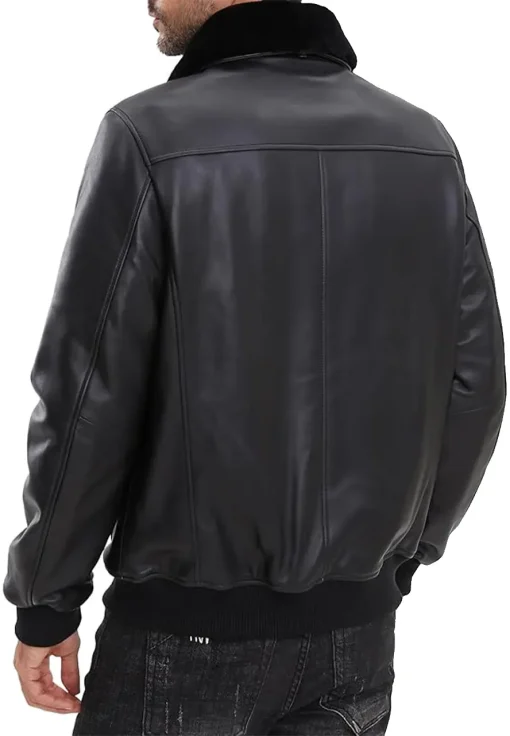 mens-removable-fur-collar-black-faux-leather-bomber-jacket