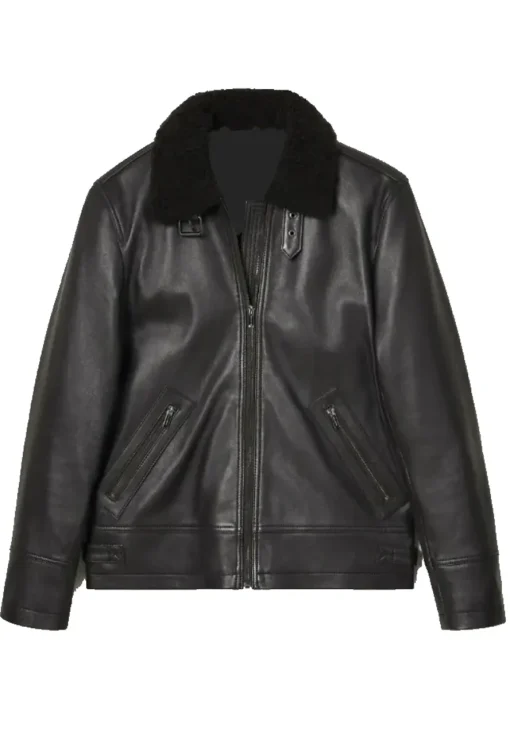 mens-shearling-collar-black-biker-faux-leather-jacket
