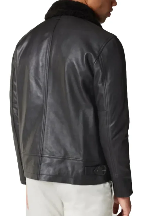 mens-shearling-collar-black-biker-faux-leather-jacket