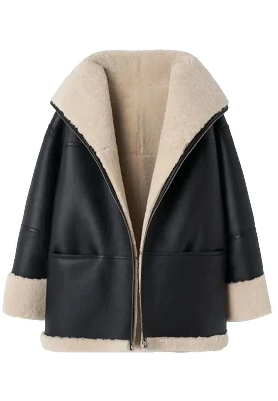 Women’s Aviator Black Shearling Faux Leather Long Jacket 1 womens-aviator-black-shearling-faux-leather-long-jacket