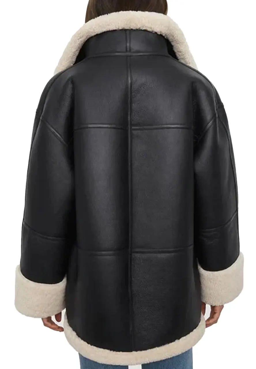 Women’s Aviator Black Shearling Faux Leather Long Jacket 3 womens-aviator-black-shearling-faux-leather-long-jacket