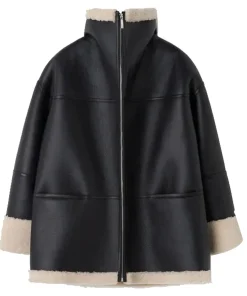Women’s Aviator Black Shearling Faux Leather Long Jacket 7 womens-aviator-black-shearling-faux-leather-long-jacket