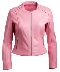 womens-biker-pink-faux-leather-jacket