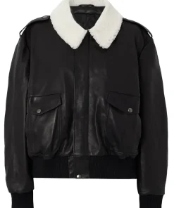 womens-black-bomber-faux-leather-fur-collar-jacket