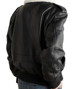 womens-black-bomber-faux-leather-fur-collar-jacket