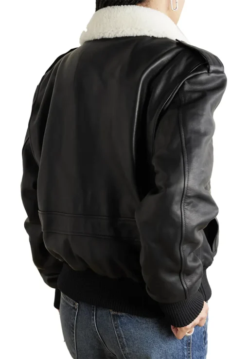 womens-black-bomber-faux-leather-fur-collar-jacket