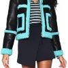 womens-black-faux-leather-blue-shearling-jacket