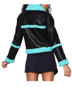 womens-black-faux-leather-blue-shearling-jacket