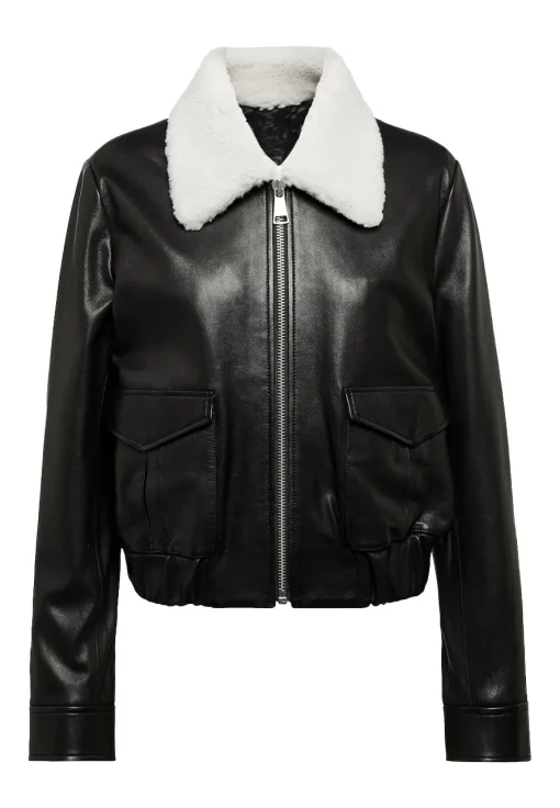 womens-black-faux-leather-bomber-jacket-with-fur-collar