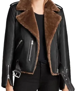 womens-black-faux-leather-brown-shearling-jacket