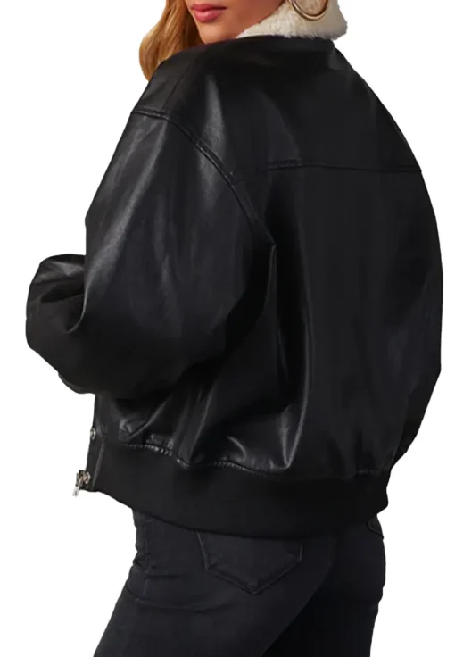 womens-black-faux-leather-shearling-collar-bomber-jacket