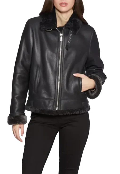 womens-black-faux-leather-shearling-flight-jacket