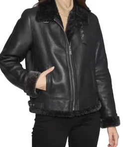 womens-black-faux-leather-shearling-flight-jacket