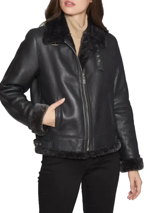 womens-black-faux-leather-shearling-flight-jacket
