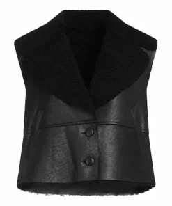 womens-black-faux-leather-shearling-vest