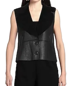 womens-black-faux-leather-shearling-vest