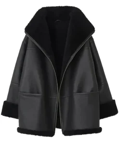 womens-black-shearling-faux-leather-long-jacket