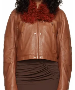 womens-brown-faux-leather-fur-collar-jacket