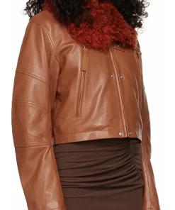 womens-brown-faux-leather-fur-collar-jacket