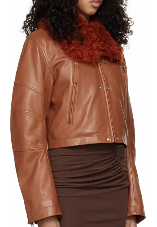 womens-brown-faux-leather-fur-collar-jacket