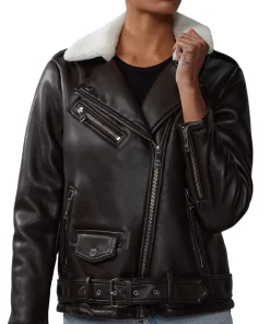 womens-brown-faux-leather-shearling-belted-jacket