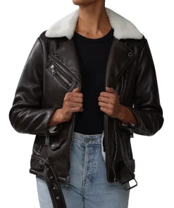womens-brown-faux-leather-shearling-belted-jacket