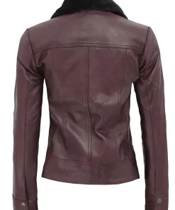 womens-brown-fur-collar-faux-leather-jacket
