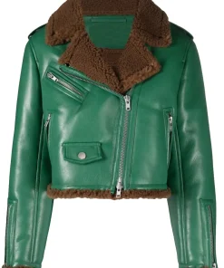 womens-brown-shearling-green-faux-leather-biker-jacket
