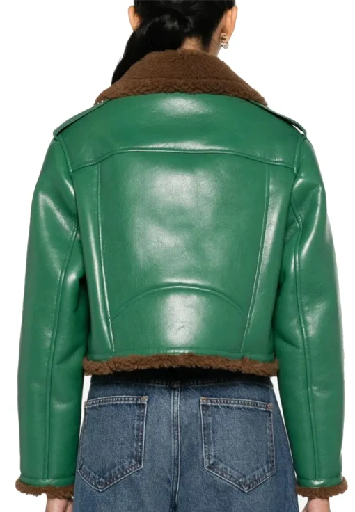 womens-brown-shearling-green-faux-leather-biker-jacket