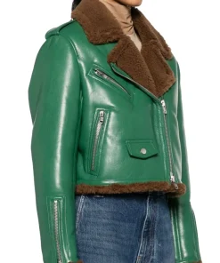 womens-brown-shearling-green-faux-leather-biker-jacket