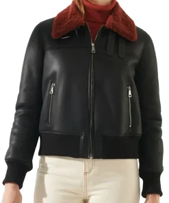 womens-casual-black-faux-leather-shearling-bomber-jacket
