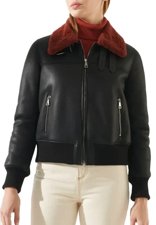 womens-casual-black-faux-leather-shearling-bomber-jacket