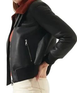 womens-casual-black-faux-leather-shearling-bomber-jacket