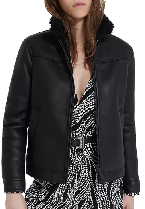 womens-classic-collar-black-faux-leather-shearling-jacket