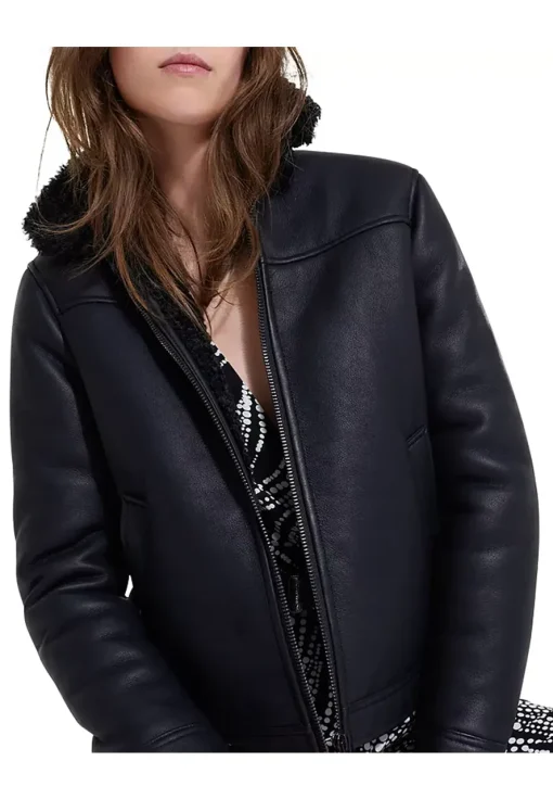 womens-classic-collar-black-faux-leather-shearling-jacket