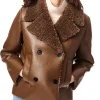 womens-double-breasted-brown-faux-leather-shearling-jacket