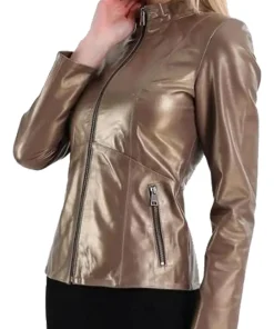 womens-elegant-bronze-faux-leather-jacket
