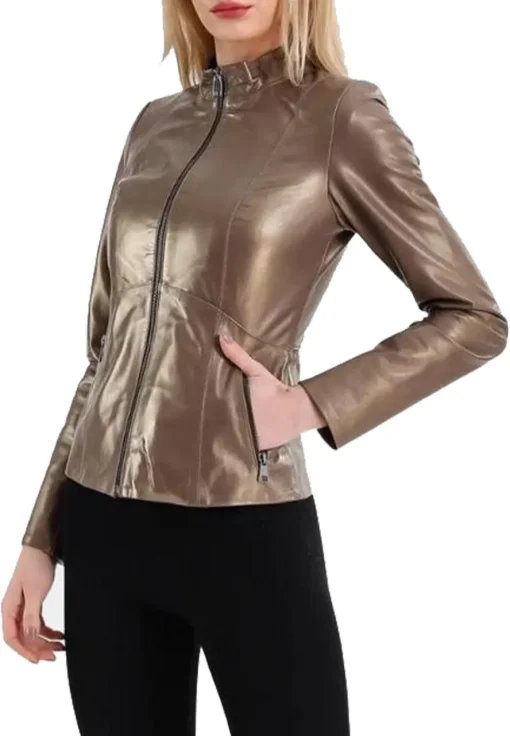 womens-elegant-bronze-faux-leather-jacket