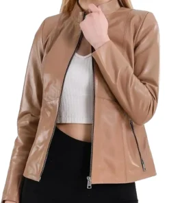 womens-elegant-camel-faux-leather-jacket
