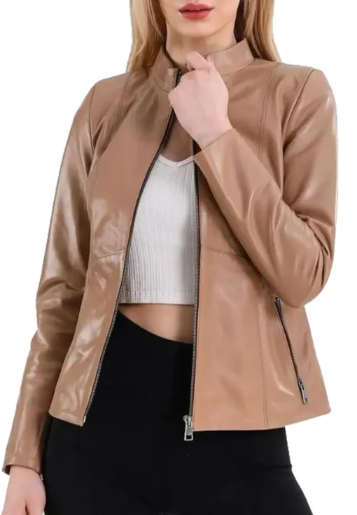 womens-elegant-camel-faux-leather-jacket