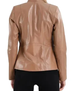 womens-elegant-camel-faux-leather-jacket