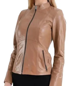 womens-elegant-camel-faux-leather-jacket
