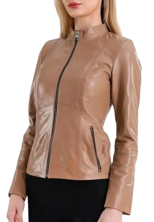 womens-elegant-camel-faux-leather-jacket