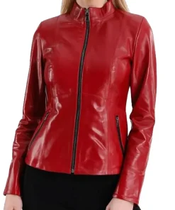 womens-elegant-red-faux-leather-jacket