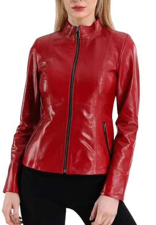 womens-elegant-red-faux-leather-jacket