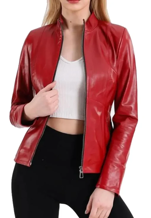 womens-elegant-red-faux-leather-jacket