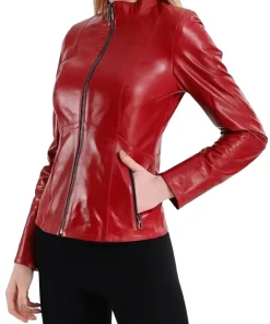 womens-elegant-red-faux-leather-jacket